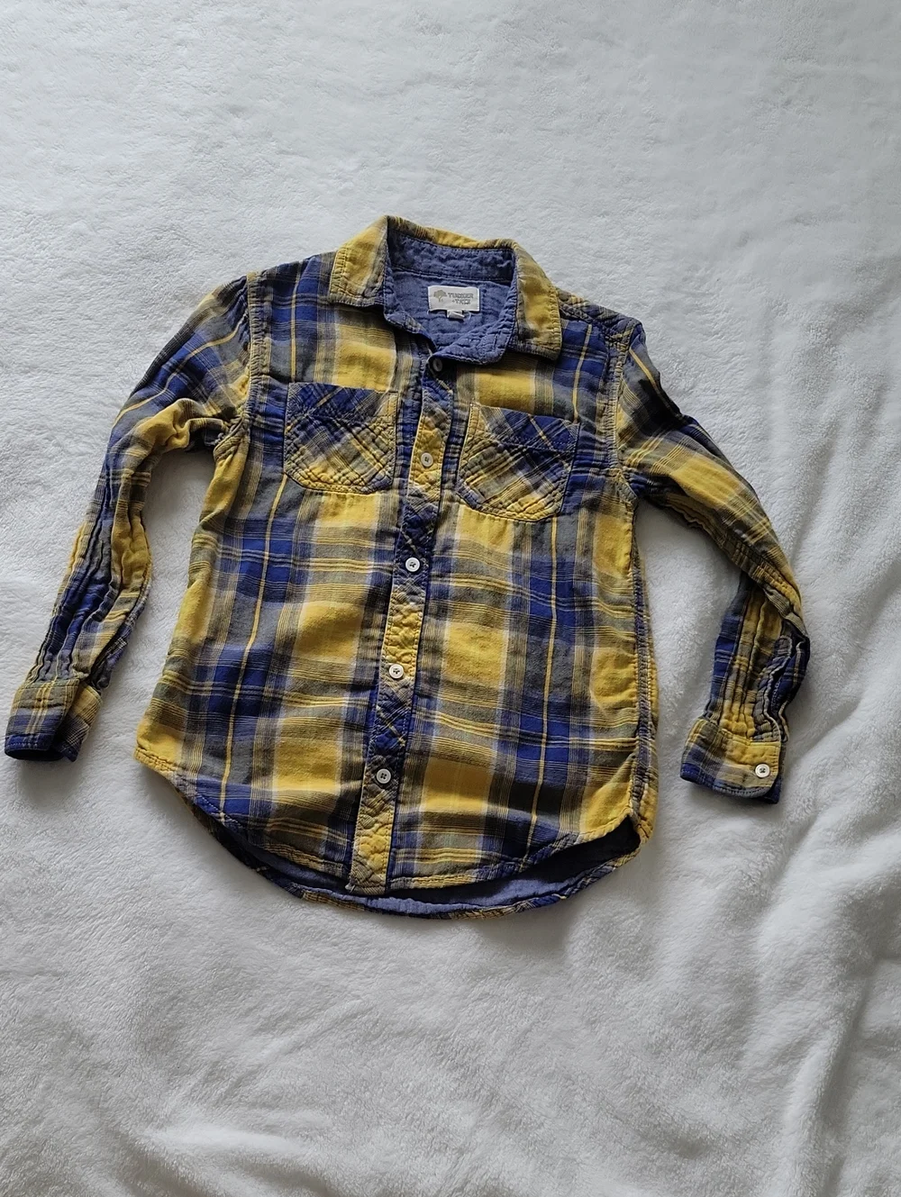 Target Boys Yellow and Blue Plaid Button-Down Shirt